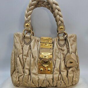 Miu Miu  Matelassé Olive Leather Two-Way Bag